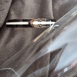 Coach Black and White Enamel Bracelet with Gold Accent